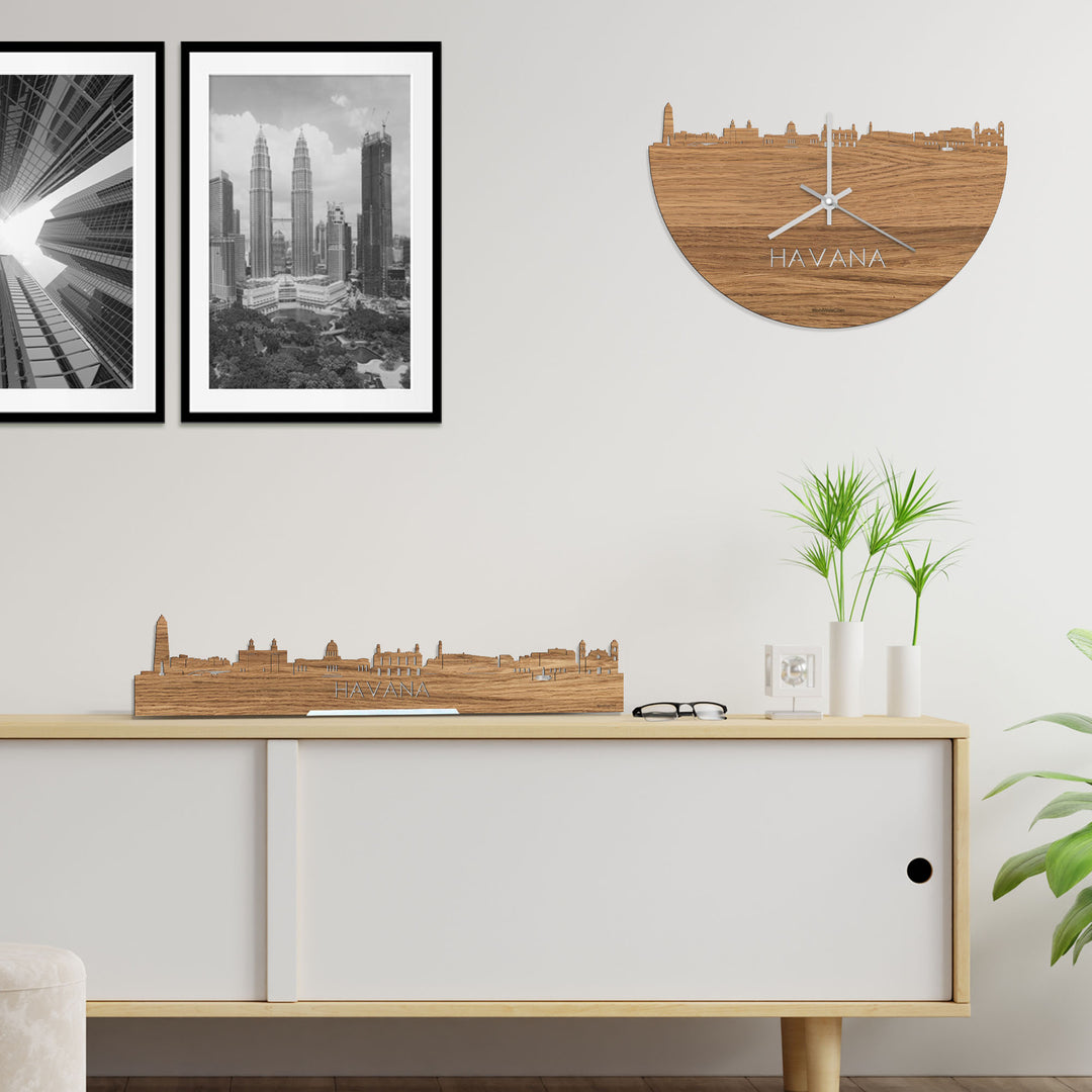 Standing Skyline Havana Eiken houten cadeau decoratie relatiegeschenk van WoodWideCities