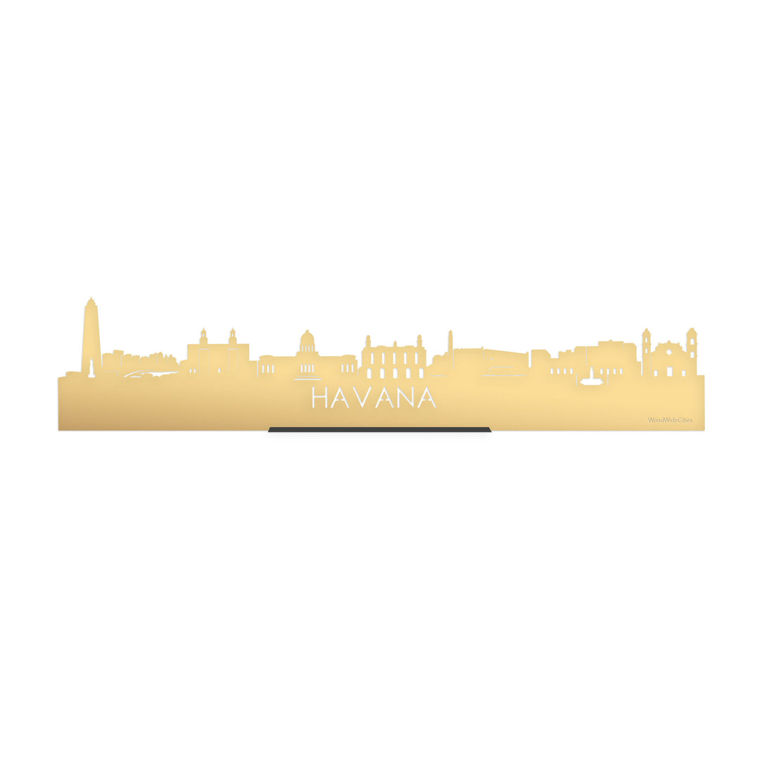 Standing Skyline Havana Metallic Goud gerecycled kunststof cadeau decoratie relatiegeschenk van WoodWideCities