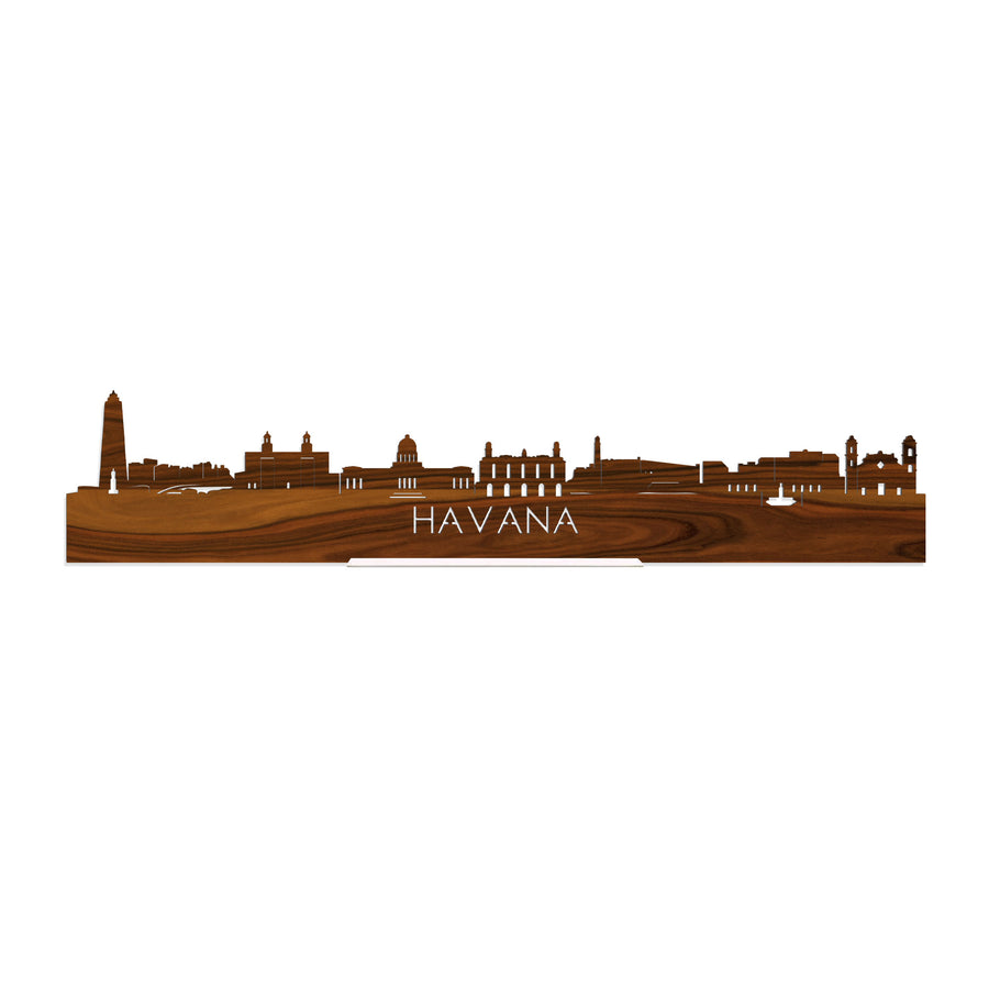 Standing Skyline Havana Palissander houten cadeau decoratie relatiegeschenk van WoodWideCities