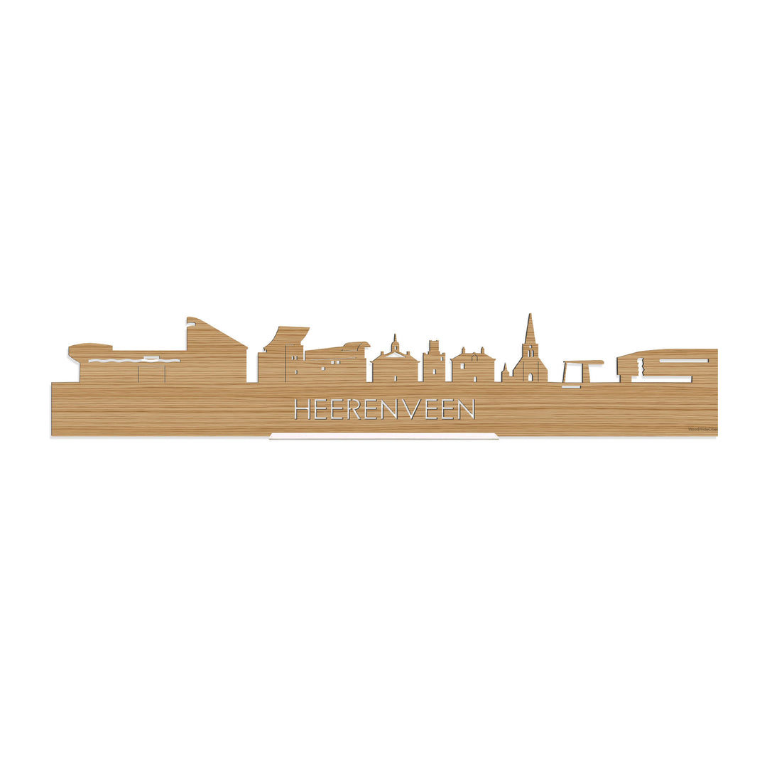 Standing Skyline Heerenveen  Bamboe houten cadeau decoratie relatiegeschenk van WoodWideCities