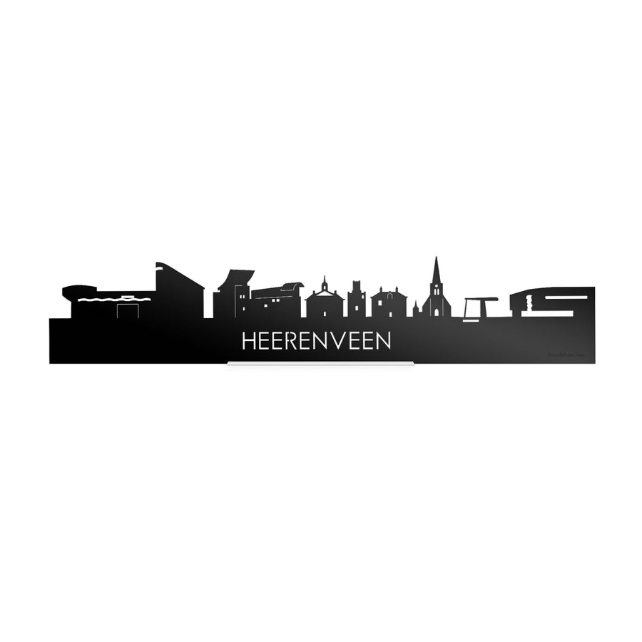 Standing Skyline Heerenveen Zwart Glanzend 40 cm houten cadeau decoratie relatiegeschenk van WoodWideCities