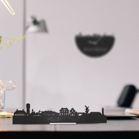 Standing Skyline Hellevoetsluis Zwart houten cadeau decoratie relatiegeschenk van WoodWideCities