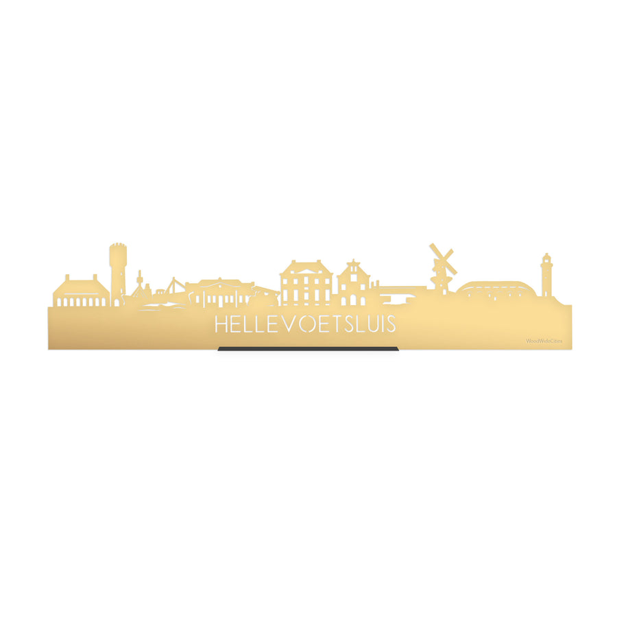 Standing Skyline Hellevoetsluis Metallic Goud gerecycled kunststof cadeau decoratie relatiegeschenk van WoodWideCities