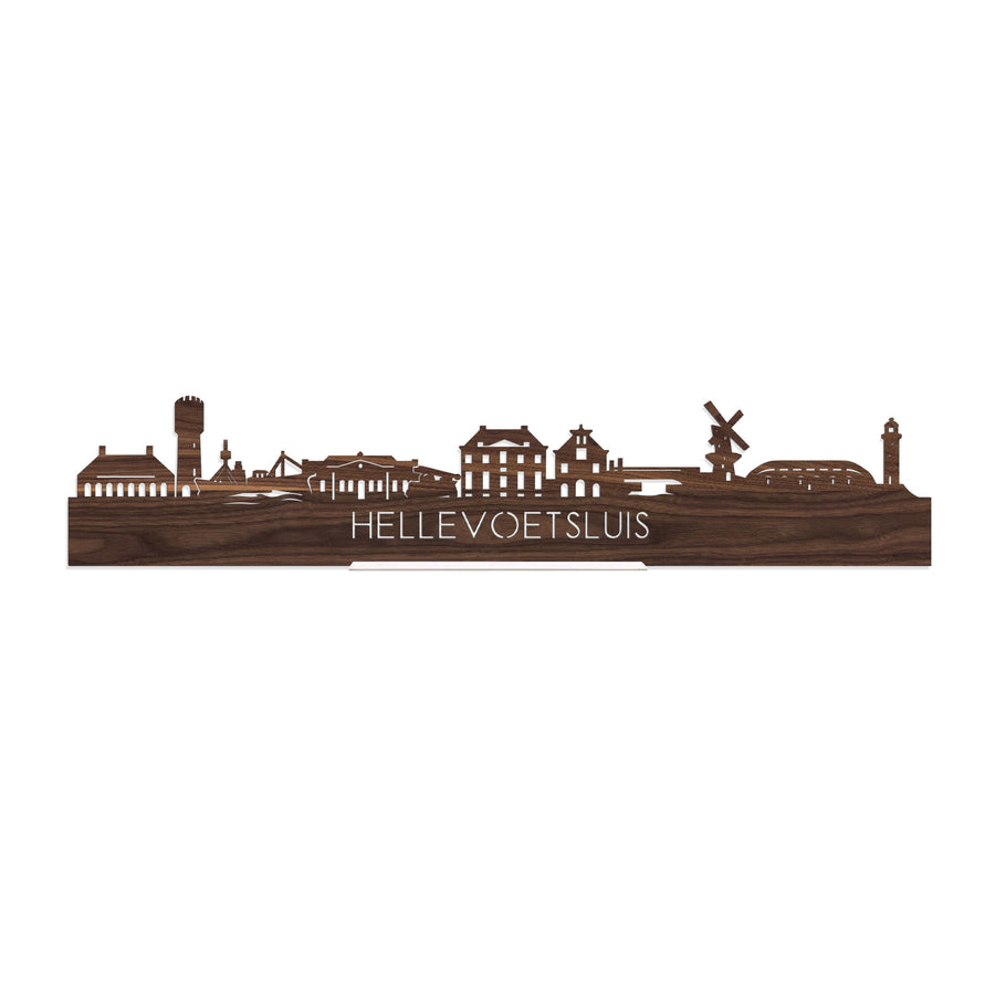 Standing Skyline Hellevoetsluis Noten houten cadeau decoratie relatiegeschenk van WoodWideCities