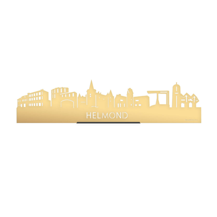 Standing Skyline Helmond Goud Metallic 40 cm houten cadeau decoratie relatiegeschenk van WoodWideCities