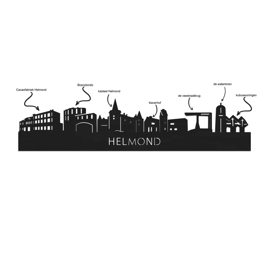 Standing Skyline Helmond Noten houten cadeau decoratie relatiegeschenk van WoodWideCities