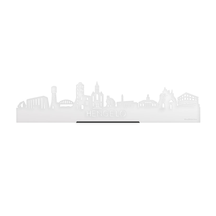 Standing Skyline Hengelo Wit Glanzend 40 cm houten cadeau decoratie relatiegeschenk van WoodWideCities