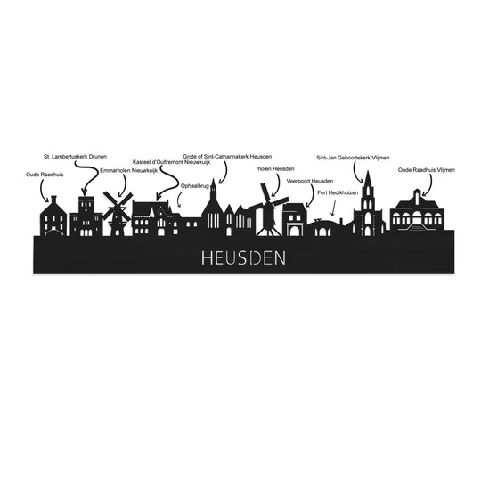 Standing Skyline Heusden Metallic Goud gerecycled kunststof cadeau decoratie relatiegeschenk van WoodWideCities