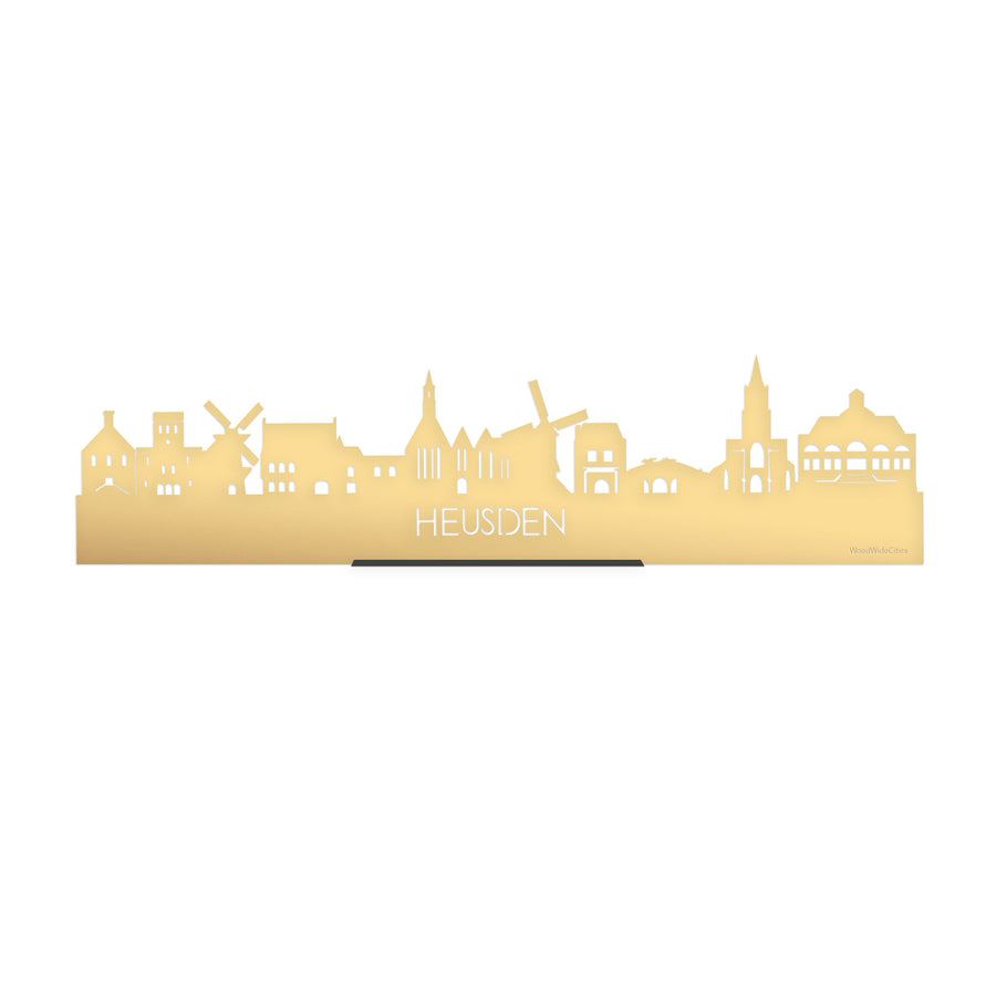 Standing Skyline Heusden Metallic Goud gerecycled kunststof cadeau decoratie relatiegeschenk van WoodWideCities