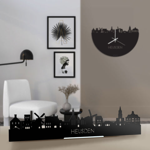 Standing Skyline Heusden Zwart glanzend gerecycled kunststof cadeau decoratie relatiegeschenk van WoodWideCities