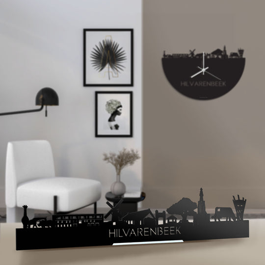 Standing Skyline Hilvarenbeek Zwart glanzend gerecycled kunststof cadeau decoratie relatiegeschenk van WoodWideCities