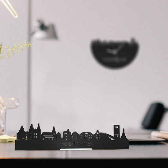 Standing Skyline Hoensbroek Zwart houten cadeau decoratie relatiegeschenk van WoodWideCities