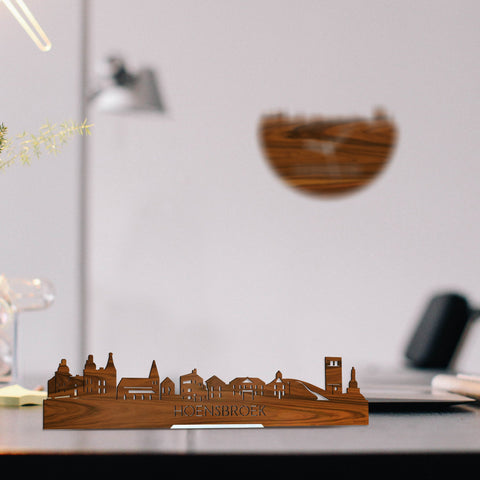Standing Skyline Hoensbroek Palissander houten cadeau decoratie relatiegeschenk van WoodWideCities