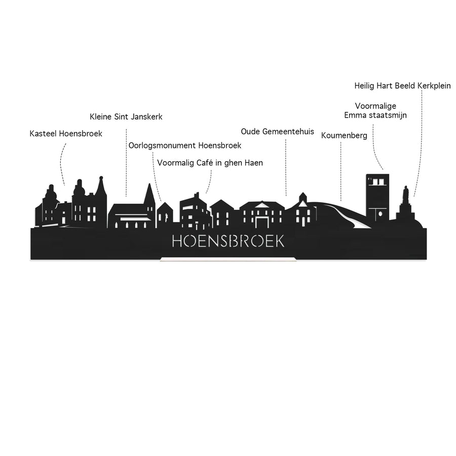 Standing Skyline Hoensbroek Wit glanzend gerecycled kunststof cadeau decoratie relatiegeschenk van WoodWideCities