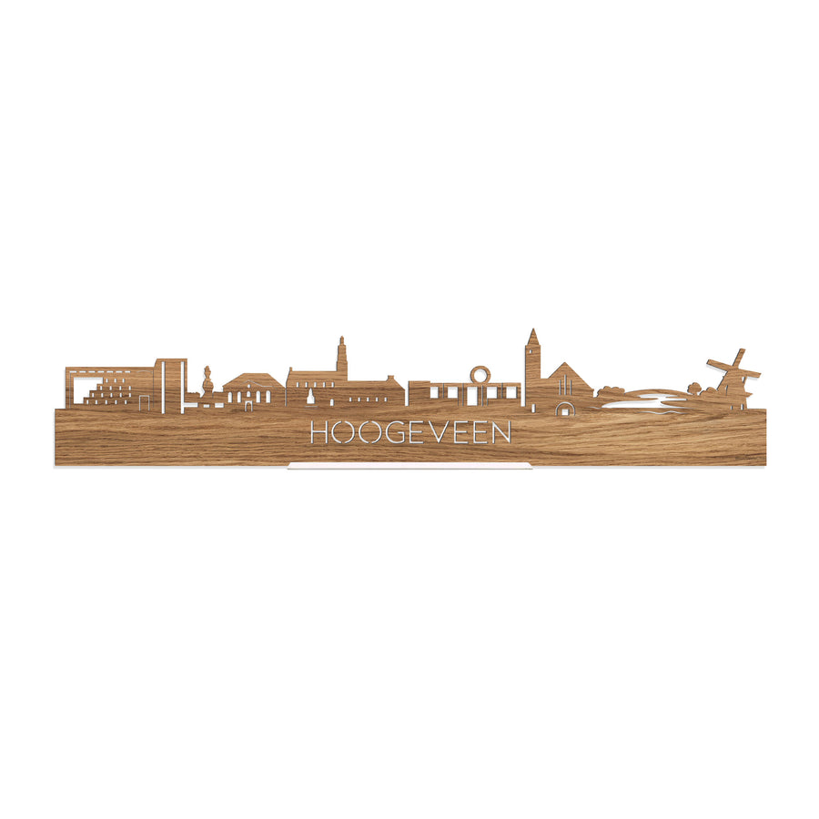 Standing Skyline Hoogeveen  Eiken houten cadeau decoratie relatiegeschenk van WoodWideCities