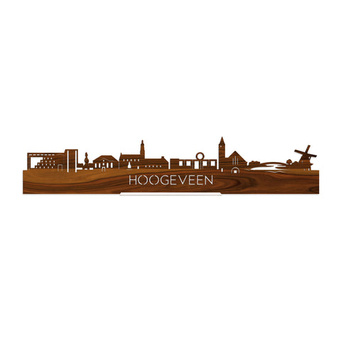 Standing Skyline Hoogeveen  Palissander houten cadeau decoratie relatiegeschenk van WoodWideCities