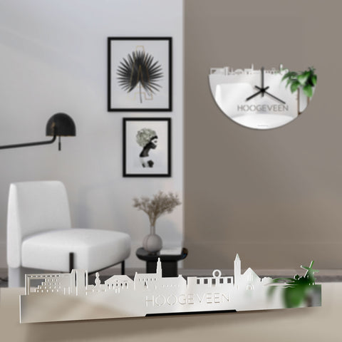 Standing Skyline Hoogeveen  Spiegel gerecycled kunststof cadeau decoratie relatiegeschenk van WoodWideCities