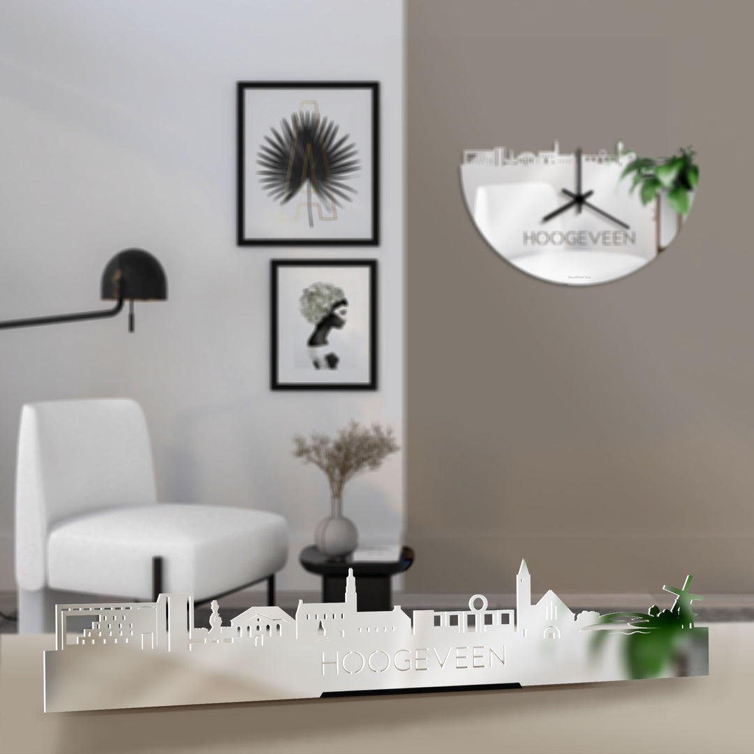 Standing Skyline Hoogeveen  Spiegel gerecycled kunststof cadeau decoratie relatiegeschenk van WoodWideCities