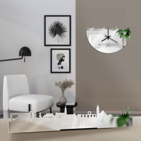 Standing Skyline Hoogeveen  Spiegel gerecycled kunststof cadeau decoratie relatiegeschenk van WoodWideCities