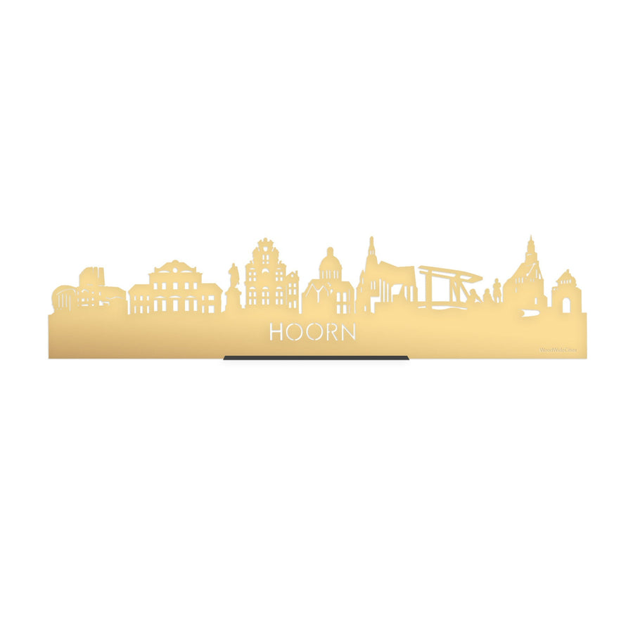 Standing Skyline Hoorn Goud Metallic 40 cm houten cadeau decoratie relatiegeschenk van WoodWideCities