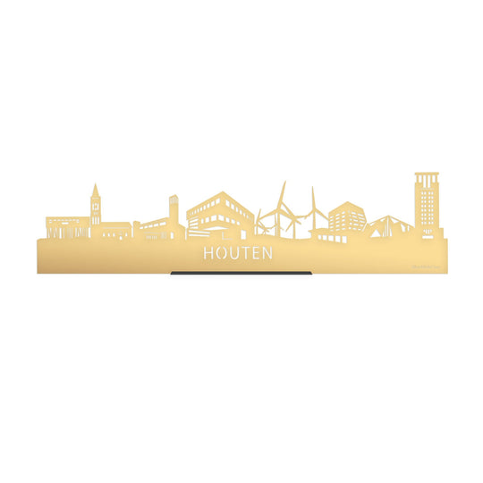 Standing Skyline Houten Goud Metallic 40 cm houten cadeau decoratie relatiegeschenk van WoodWideCities