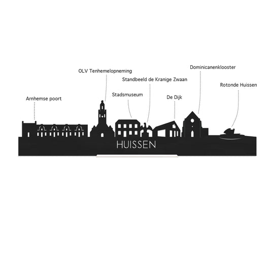 Standing Skyline Huissen Zwart glanzend gerecycled kunststof cadeau decoratie relatiegeschenk van WoodWideCities