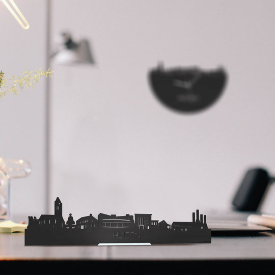 Standing Skyline Huizen Zwart houten cadeau decoratie relatiegeschenk van WoodWideCities