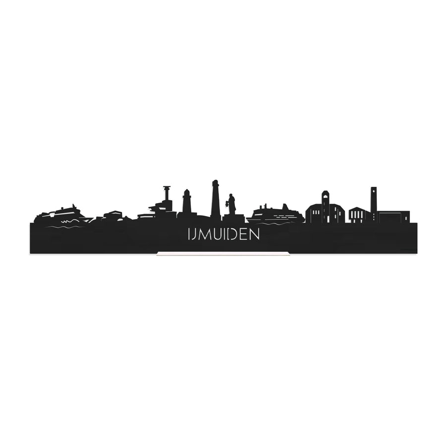 Standing Skyline IJmuiden Zwart houten cadeau decoratie relatiegeschenk van WoodWideCities