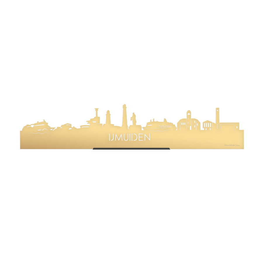 Standing Skyline IJmuiden Metallic Goud gerecycled kunststof cadeau decoratie relatiegeschenk van WoodWideCities