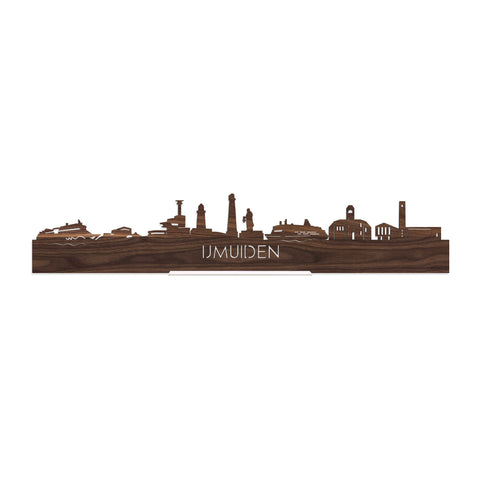 Standing Skyline IJmuiden Noten houten cadeau decoratie relatiegeschenk van WoodWideCities