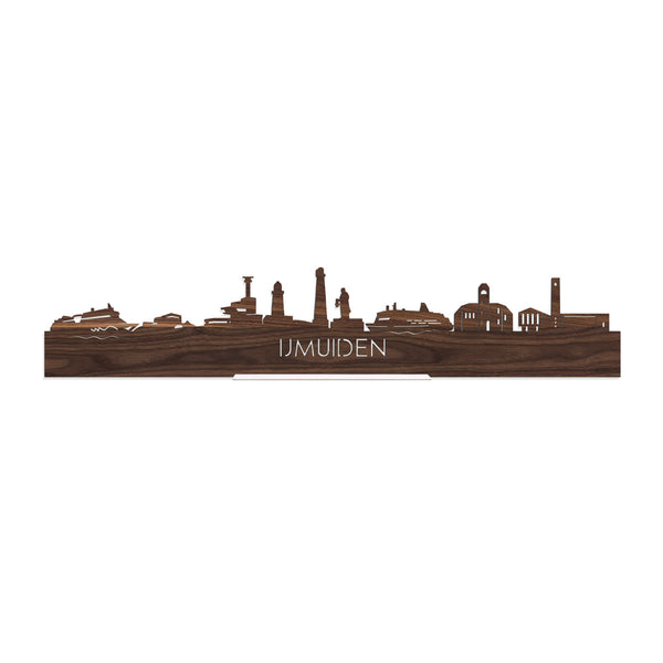 Standing Skyline IJmuiden Noten houten cadeau decoratie relatiegeschenk van WoodWideCities