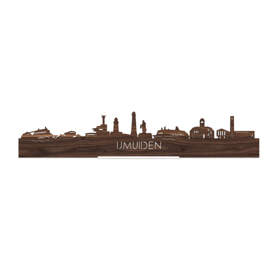 Standing Skyline IJmuiden Noten houten cadeau decoratie relatiegeschenk van WoodWideCities