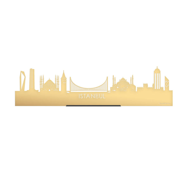 Standing Skyline Istanbul Goud Metallic 40 cm houten cadeau decoratie relatiegeschenk van WoodWideCities