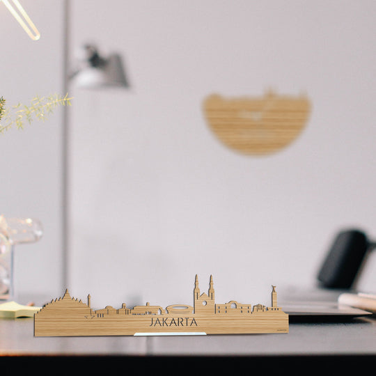 Standing Skyline Jakarta Bamboe houten cadeau decoratie relatiegeschenk van WoodWideCities