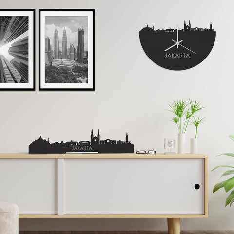 Standing Skyline Jakarta Zwart houten cadeau decoratie relatiegeschenk van WoodWideCities
