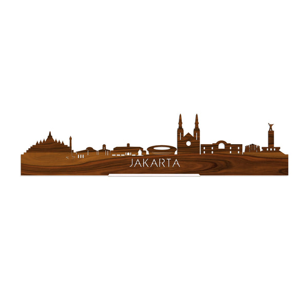 Standing Skyline Jakarta Palissander houten cadeau decoratie relatiegeschenk van WoodWideCities