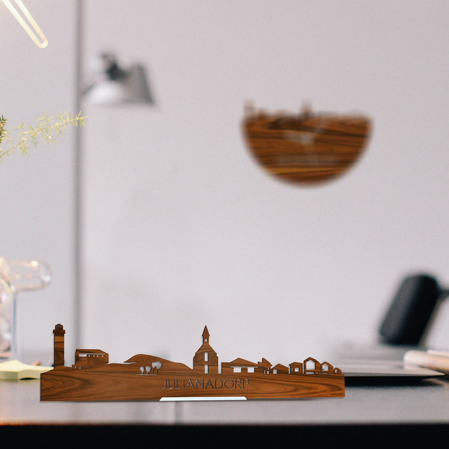 Standing Skyline Julianadorp Palissander houten cadeau decoratie relatiegeschenk van WoodWideCities