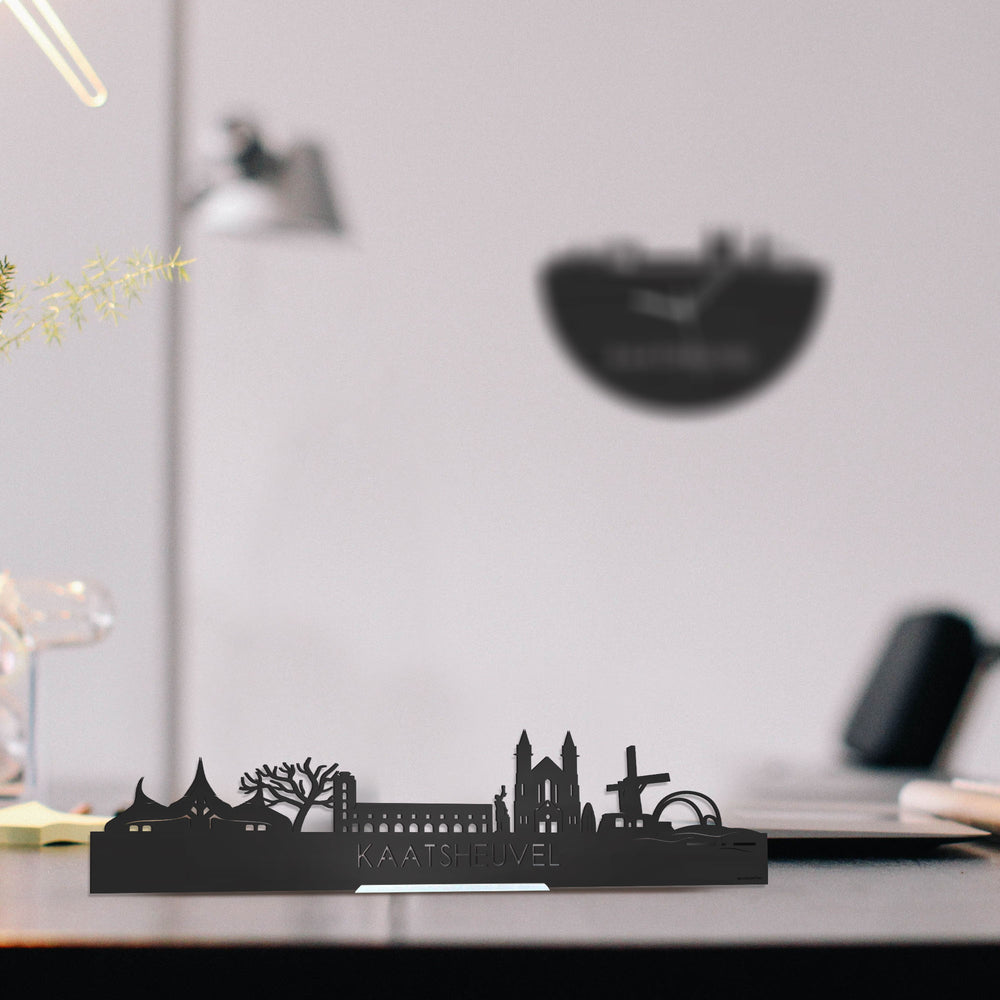 Standing Skyline Kaatsheuvel Zwart houten cadeau decoratie relatiegeschenk van WoodWideCities