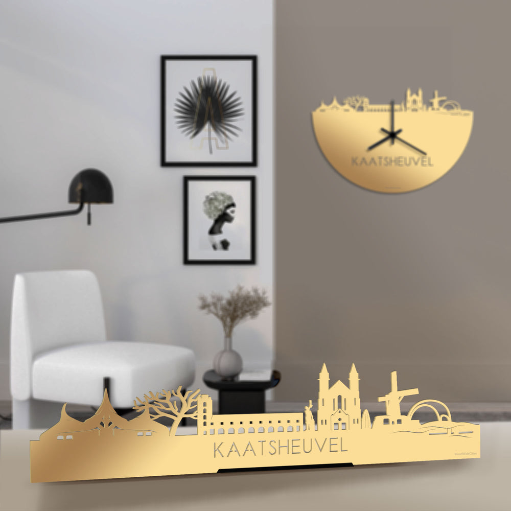 Standing Skyline Kaatsheuvel Metallic Goud gerecycled kunststof cadeau decoratie relatiegeschenk van WoodWideCities