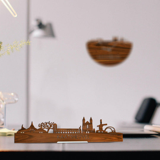 Standing Skyline Kaatsheuvel Palissander houten cadeau decoratie relatiegeschenk van WoodWideCities