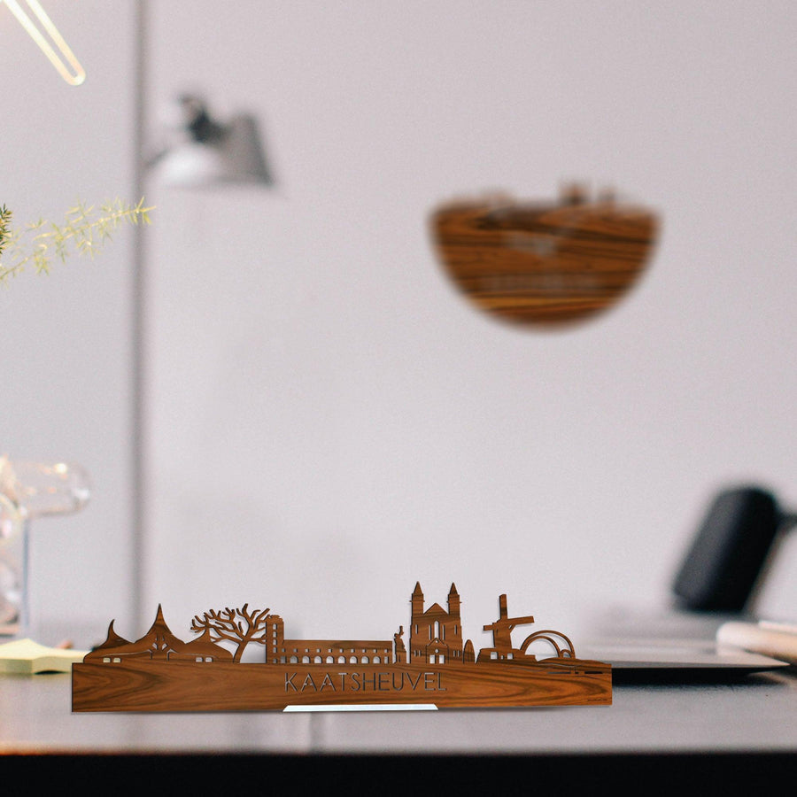 Standing Skyline Kaatsheuvel Palissander houten cadeau decoratie relatiegeschenk van WoodWideCities