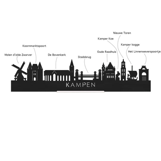 Standing Skyline Kampen Noten houten cadeau decoratie relatiegeschenk van WoodWideCities