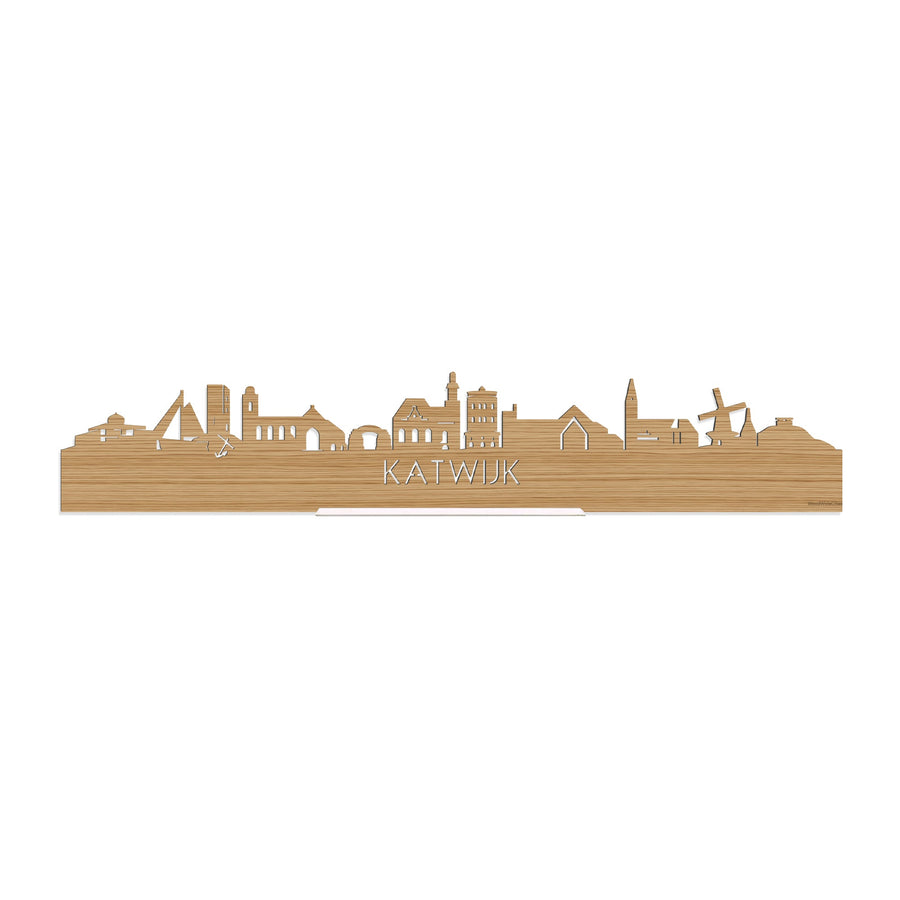 Standing Skyline Katwijk Bamboe houten cadeau decoratie relatiegeschenk van WoodWideCities