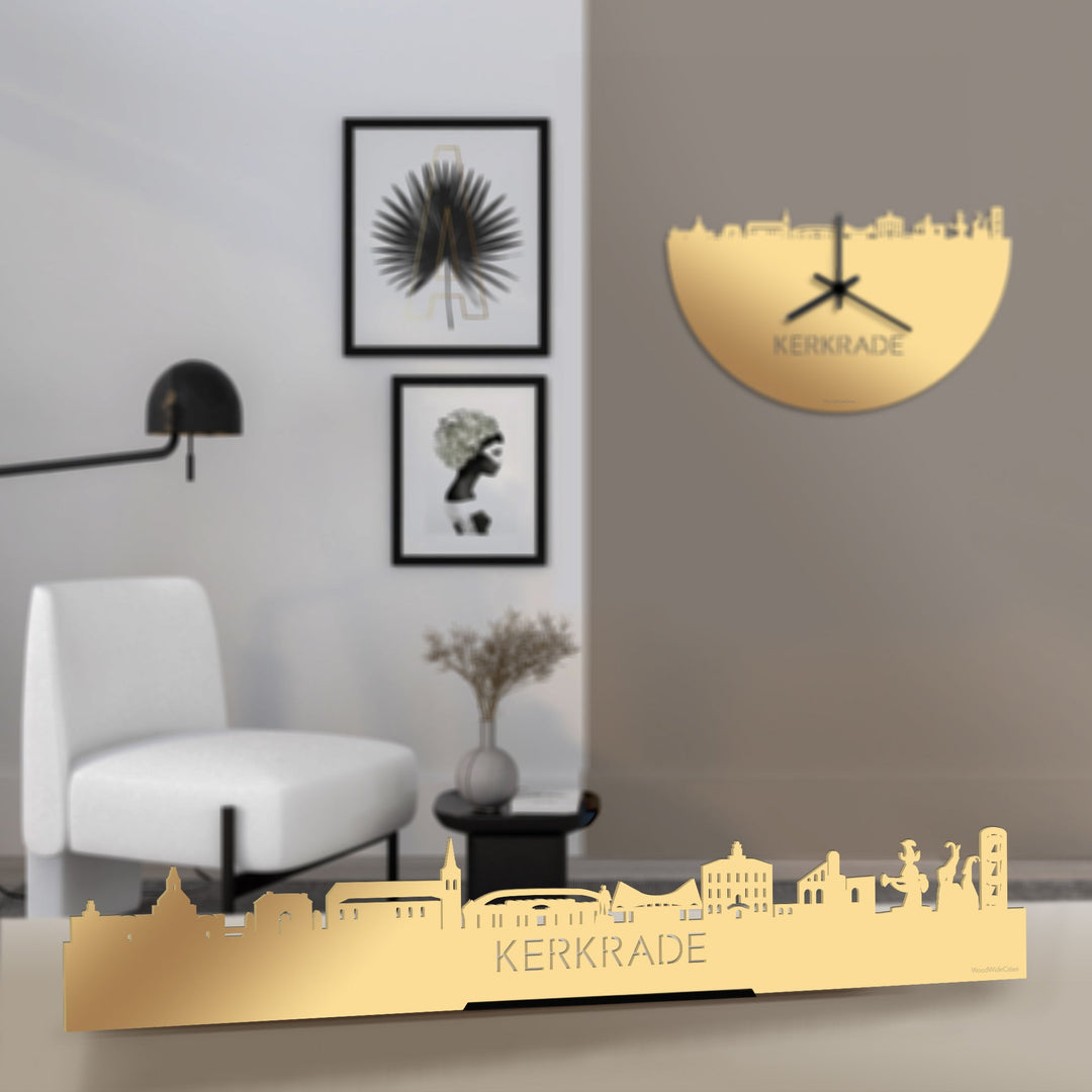 Standing Skyline Kerkrade Metallic Goud gerecycled kunststof cadeau decoratie relatiegeschenk van WoodWideCities