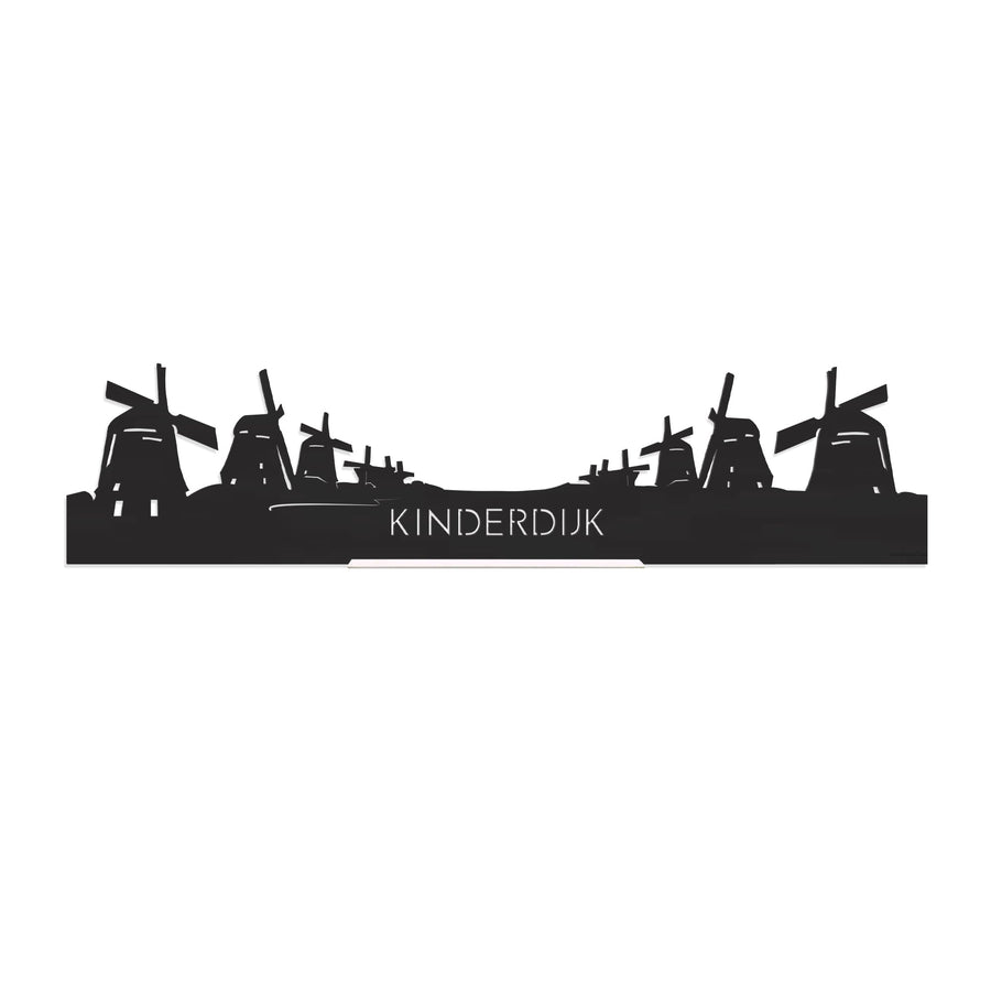 Standing Skyline Kinderdijk Zwart houten cadeau decoratie relatiegeschenk van WoodWideCities