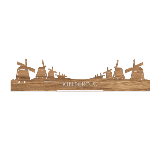Standing Skyline Kinderdijk Eiken houten cadeau decoratie relatiegeschenk van WoodWideCities