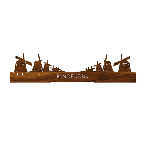 Standing Skyline Kinderdijk Palissander houten cadeau decoratie relatiegeschenk van WoodWideCities