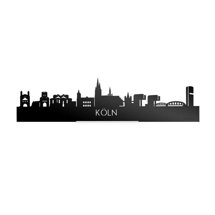 Standing Skyline Köln Zwart glanzend gerecycled kunststof cadeau decoratie relatiegeschenk van WoodWideCities