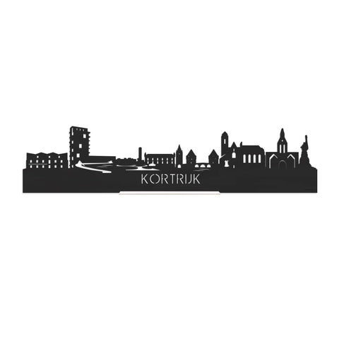 Standing Skyline Kortrijk Zwart houten cadeau decoratie relatiegeschenk van WoodWideCities