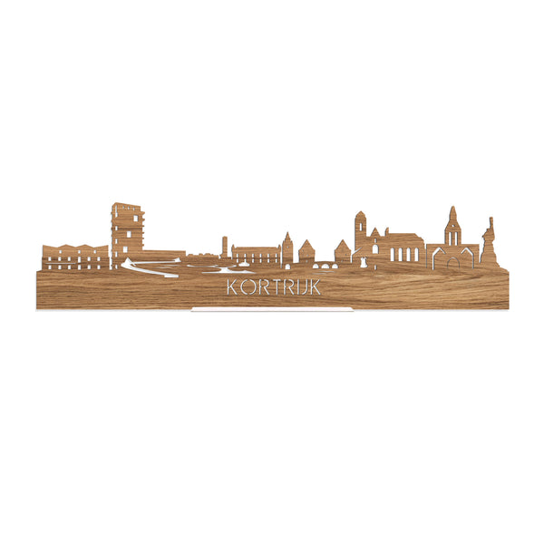 Standing Skyline Kortrijk Eiken houten cadeau decoratie relatiegeschenk van WoodWideCities